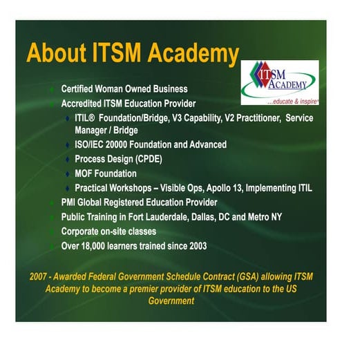 Results Matter: ITIL V3 vs. Metro Government of Nashville - ITSM Academy Webinar