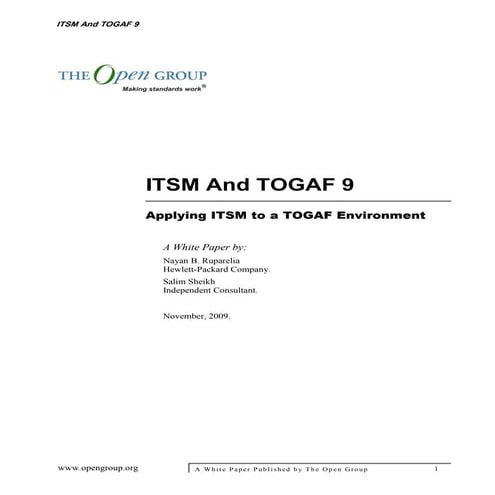 ITSM and TOGAF 9 v0 5