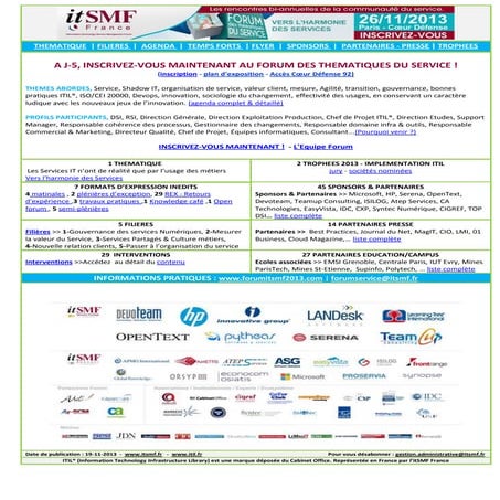 Forum Thématiques du service - Inscrivez vous maintenant !