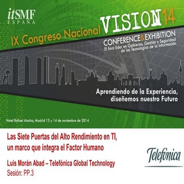  Ponencia: Las Siete Puertas del Alto Rendimiento en TI, hacia un marco que i...