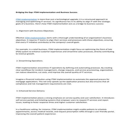 Bridging the Gap: ITSM Implementation and Business Success 