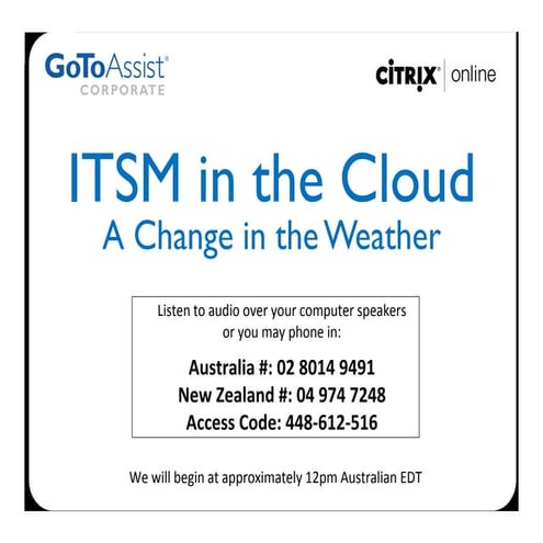 ITSM in the Cloud - A Change in the Weather