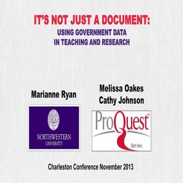 It’s Not Just a Document: Using Government Data in Teaching and Research