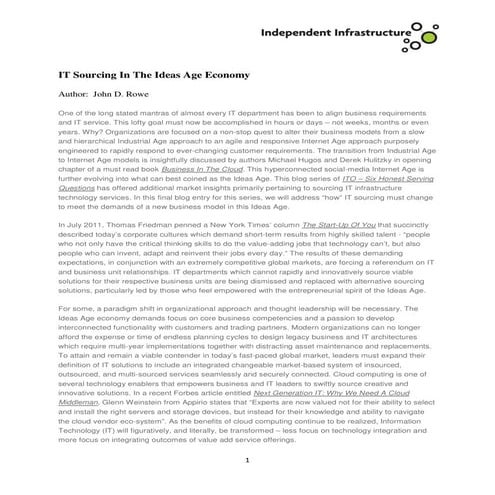 IT Sourcing In The Ideas Age Economy