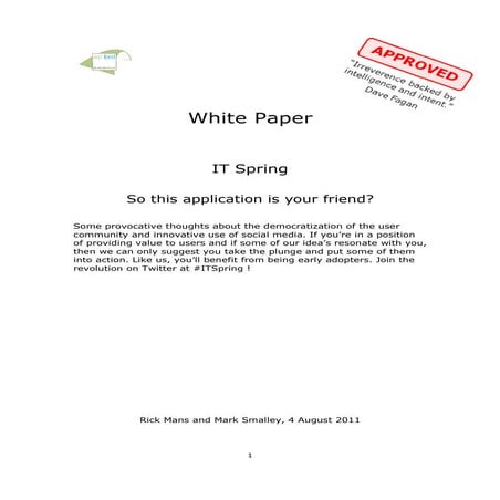 IT Spring - So this application is your friend? - Whitepaper