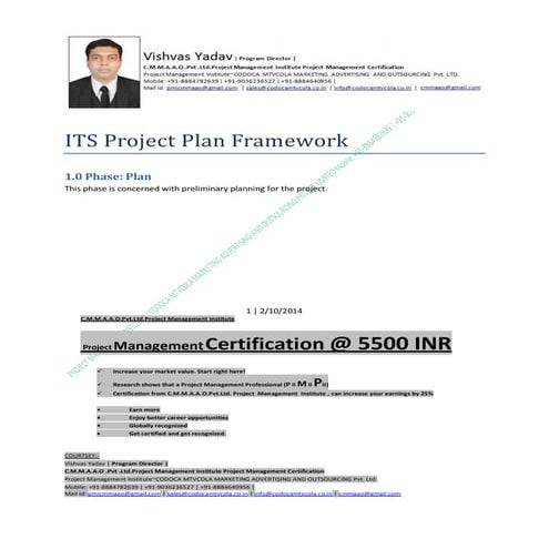 Its project framework cmmaao pmi pmp