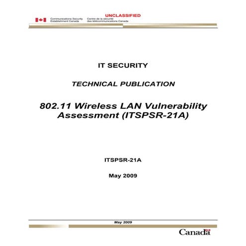 802.11 Wireless LAN Vulnerability Assessment (ITSPSR-21A)