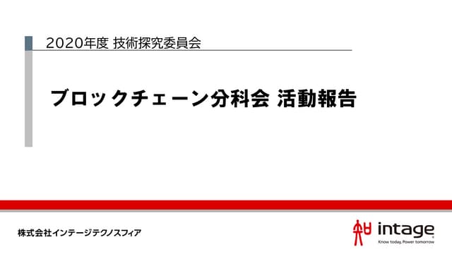 (インテージテクノスフィア)FY20_技術探究委員会_ブロックチェーン分科会活動報告