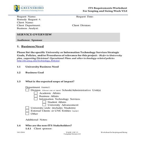 Its requirements worksheet for scoping and sizing v2.0
