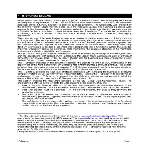 IT Strategy Sample