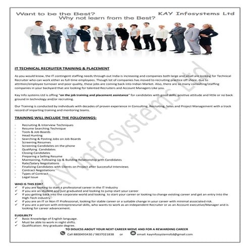 It technical recruiter training