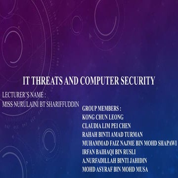 IT Threats and Computer Security