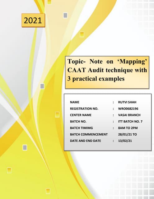 Note on ‘Mapping’  CAAT Audit technique with  3 practical examples