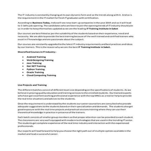 It training institute in saket