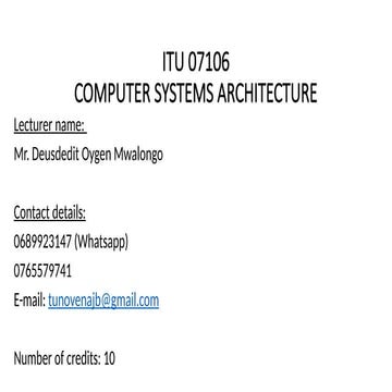 COMPUTER SYSTEMS AND BINARY NUMBERS ARCH