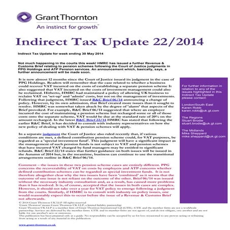 Indirect Tax Update 22/2014