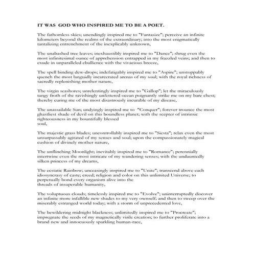 It Was God Who Inspired Me To Be A Poet.