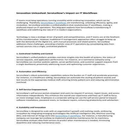 Innovation Unleashed: ServiceNow's Impact on IT Workflows