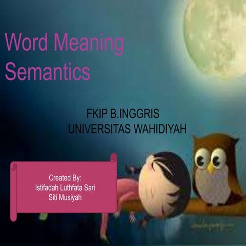 Word Meaning (Semantics)