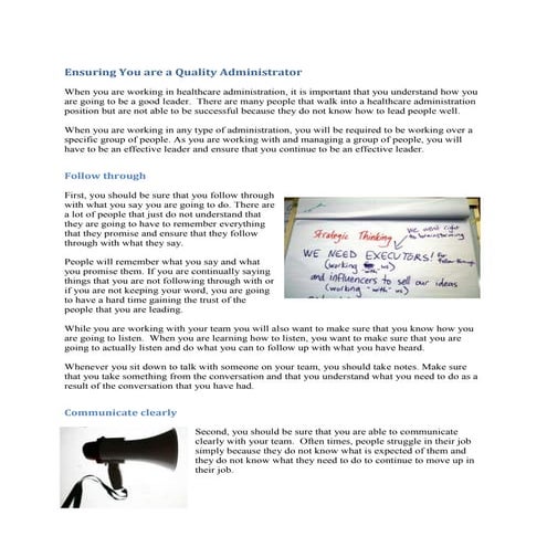 Ensuring You are a Quality Administrator