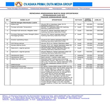 IUD KIT  2015 Sterilisator Listrik & IUD KIT non listrik DAK BKKbs 2015