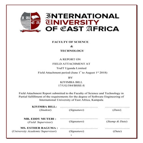 Final Internship Report by kiyimba Bill (International University Of East Afr...