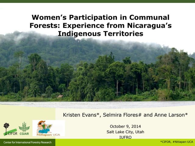 Women's participation in communal forests: experience from Nicaragua's indigenous territories