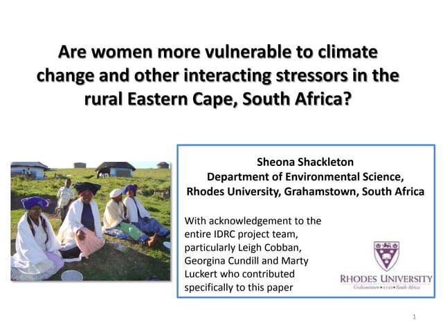 Are women more vulnerable to climate change in rural South Africa?