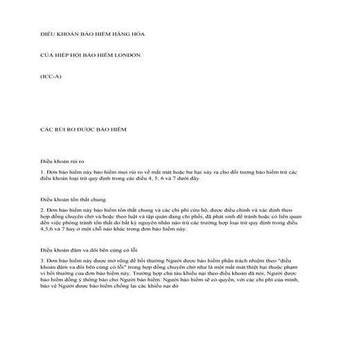 đIềU KhoảN BảO HiểM HàNg HóA