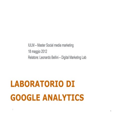 Google Analytics Lab - I Modulo