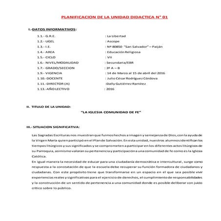 I unidad de aprendizaje   3º grado - 2016