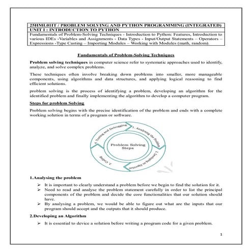 Csc 102 lecture note(introduction to problem solving) | DOCX
