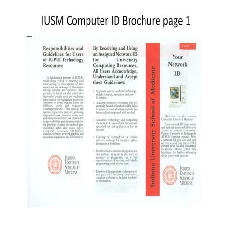 IUSM Computer ID Brochure Page 1
