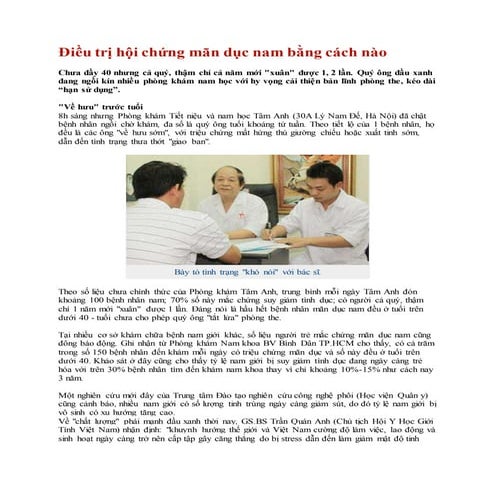 Điều trị hội chứng mãn dục nam bằng cách nào