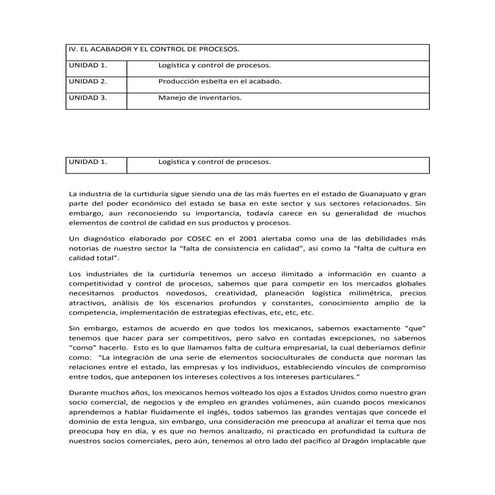 IV El Acabador Y El Control De Procesos.