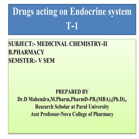 Drugs acting on Endocrine system Medicinal Chemistry
