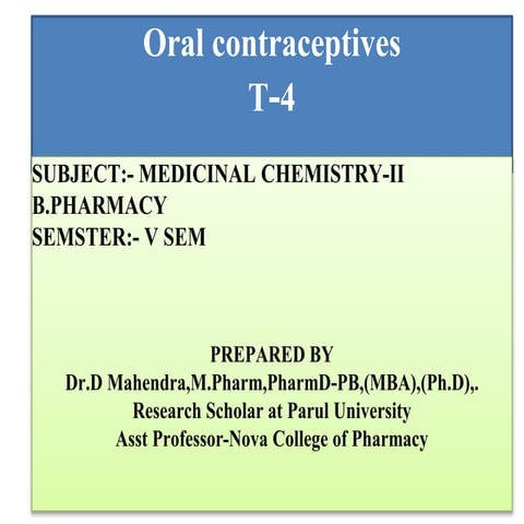 Oral contraceptives-medicinal chemistry