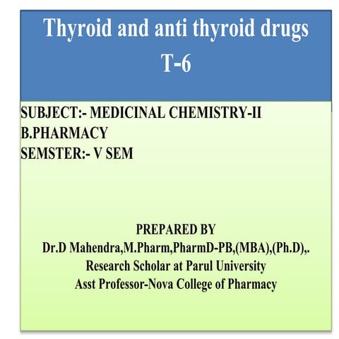 Thyroid and antithyroid drugs- medicinal chemistry