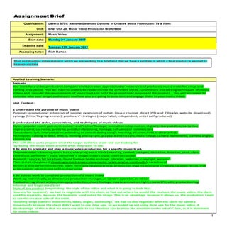 UNIT 29: Annotated Music Brief