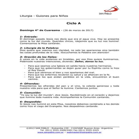 IV domingo cuaresma  misa con niños