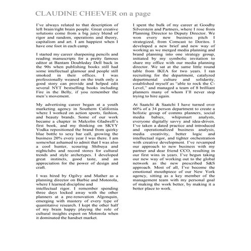 Claudine Bio on a Page
