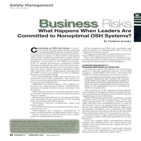 Vladimir Ivensky. "Business Risks: What Happens when Leaders are Committed to...