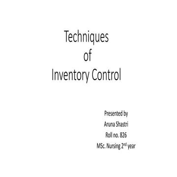 Inventory control method in  nursing management