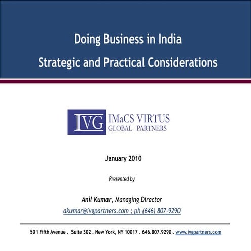 Doing Business In India - IMaCS Virtus Global Partners