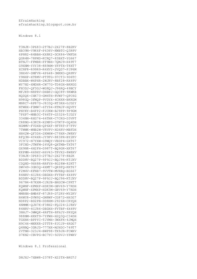 Keys windows 8 e 8.1