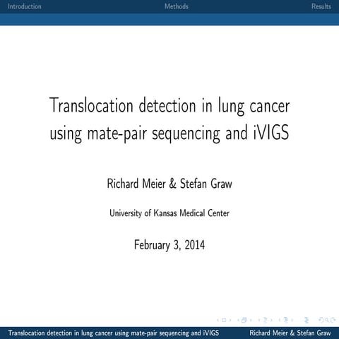 Translocation detection in lung cancer using mate-pair sequencing and iVIGS