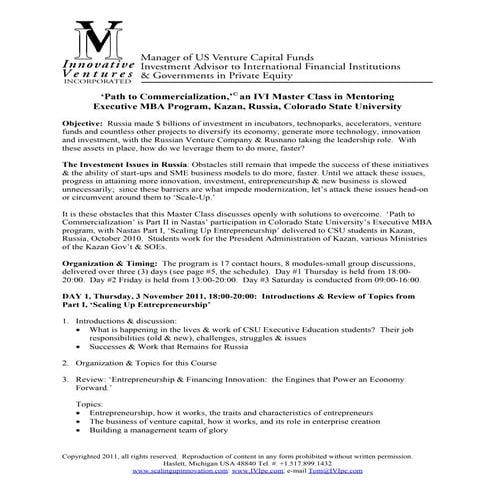 Ivi master class path to commercialization for csu exec ed mba in kazan