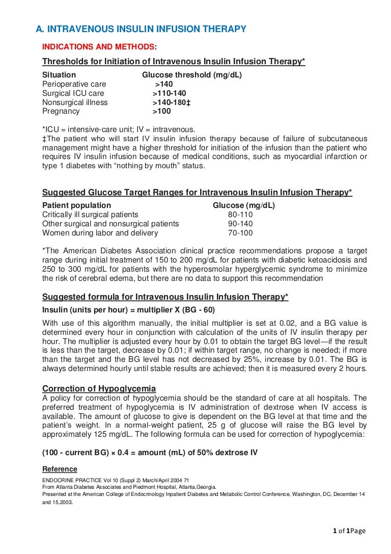 Iv insulin infusion therapy