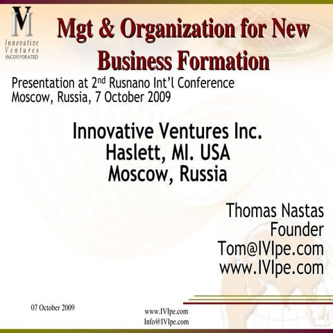 IVI Presentation At Rusnano Conference