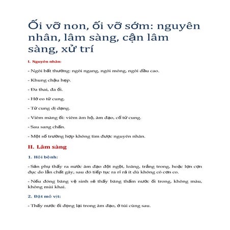 Ối vỡ sớm, ối vỡ non